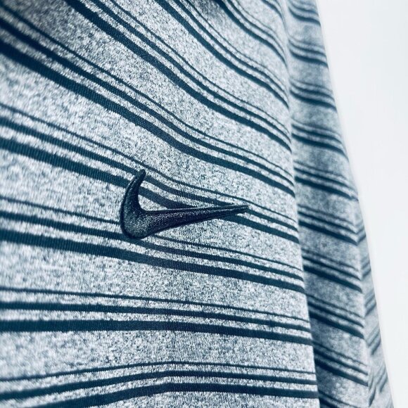 Nike Golf Dri Fit Polo Shirt Size 2XL Men’s Striped Gray Logo Short Sleeve New - Picture 8 of 9